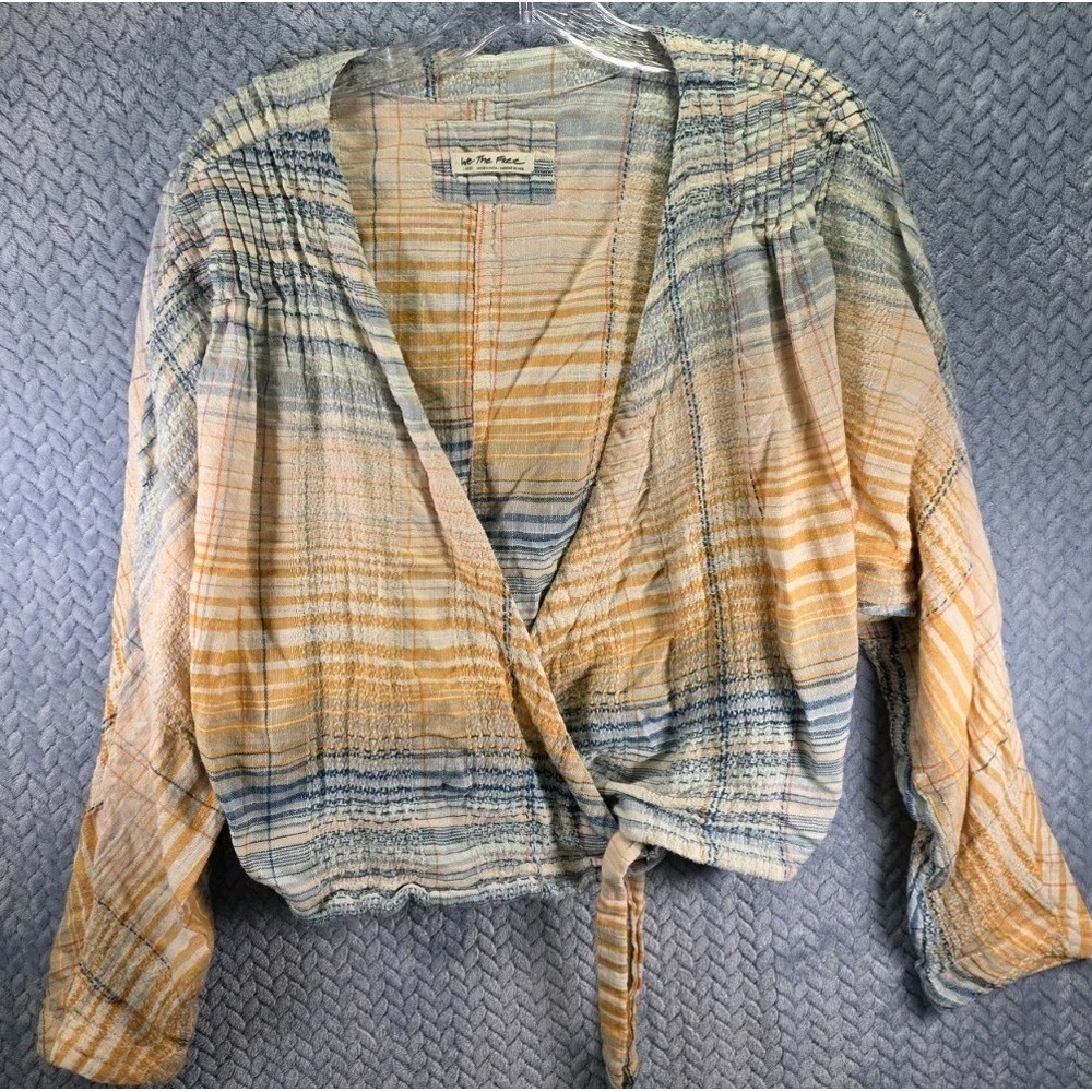 Free People Maldives Surplice Wrap Top Long Sleeves Size Large Bohemian Hippie
